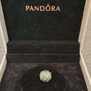 Pandora Sterling Silver and Teal Enamel Winding Vines Charm Bead